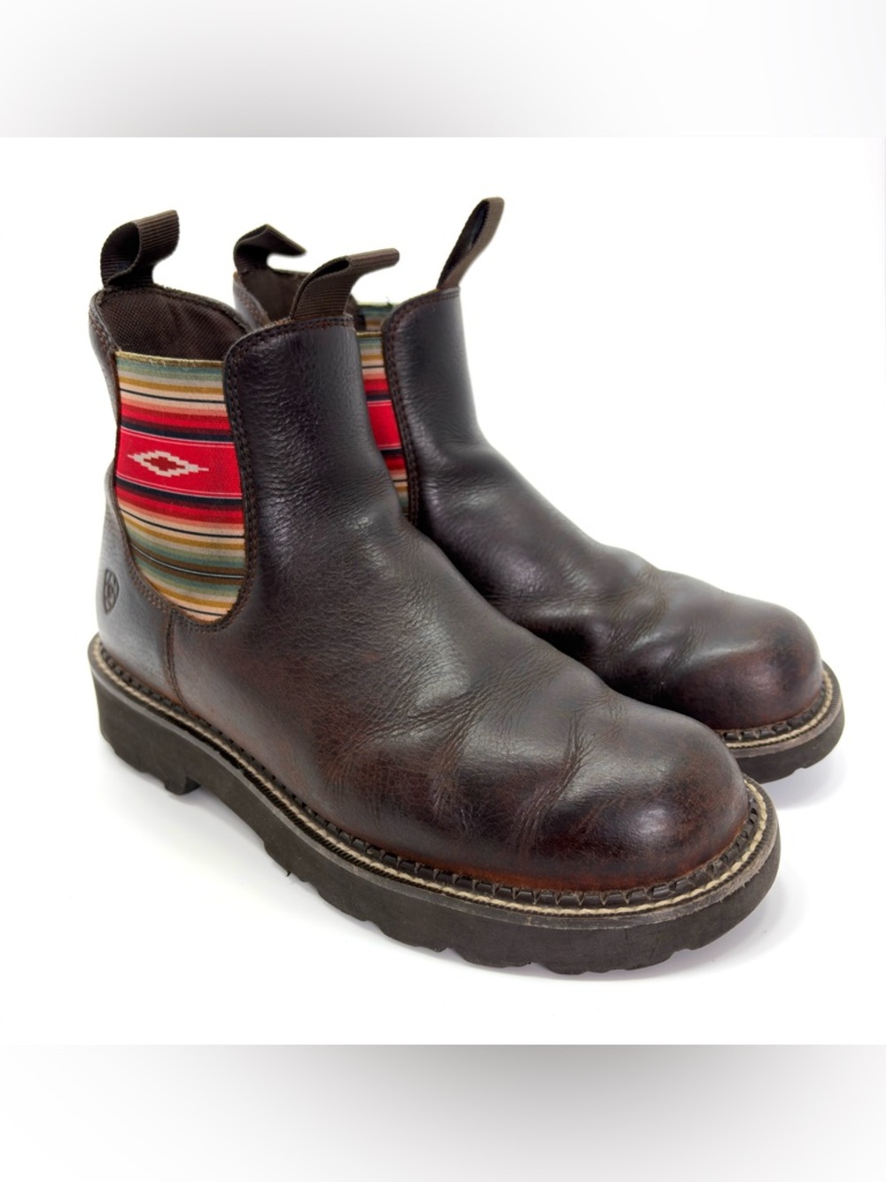 Ariat Wexford Chelsea Boots 9B Brown Leather Serape Western